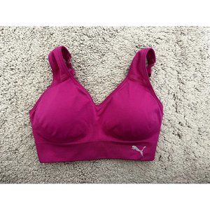 Puma Pink Sports Bra with Adjustable Straps and Removable Padding - S